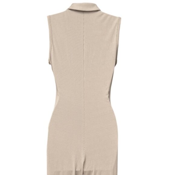 Stretch Flare Leg Jumpsuit Hippie Disco Boho Gray Front Zip D&M Womens Small S - Picture 4 of 7